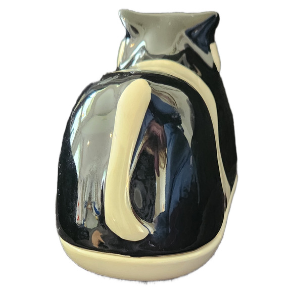 Vintage Ceramic Cow Butter Dish Black & White Holstein Farmhouse Kitchenware - Picture 3 of 8